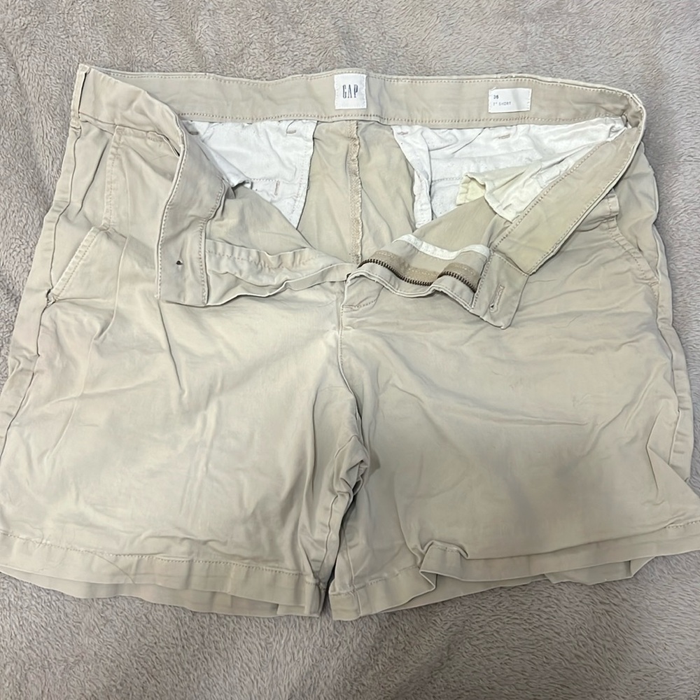 GAP Khaki Shorts. 36W & 7” long.